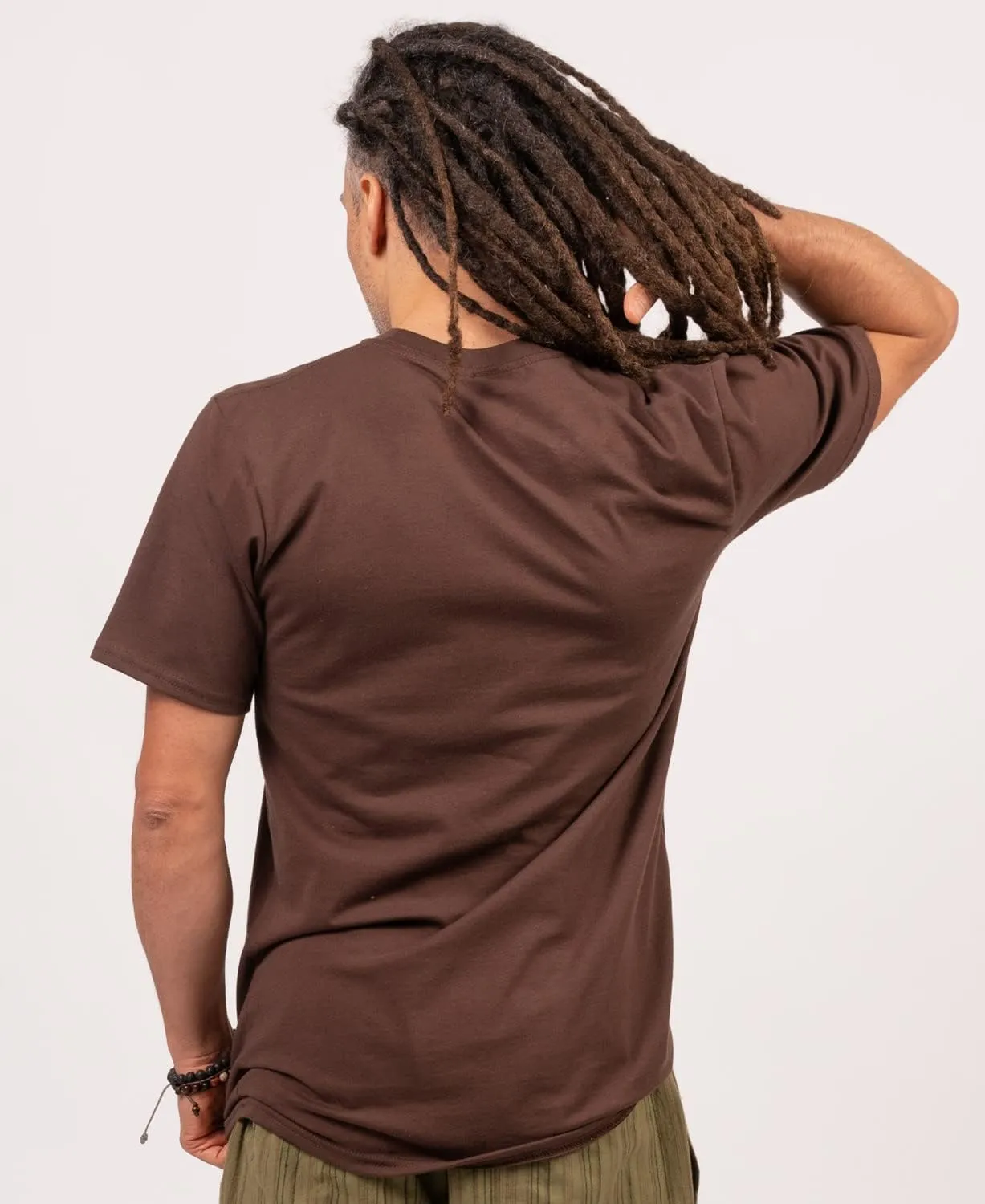 Soul Flower Stay Wild Bear Organic Short Sleeve T-Shirt, Brown Unisex Crew Neck Tee for Men and Women