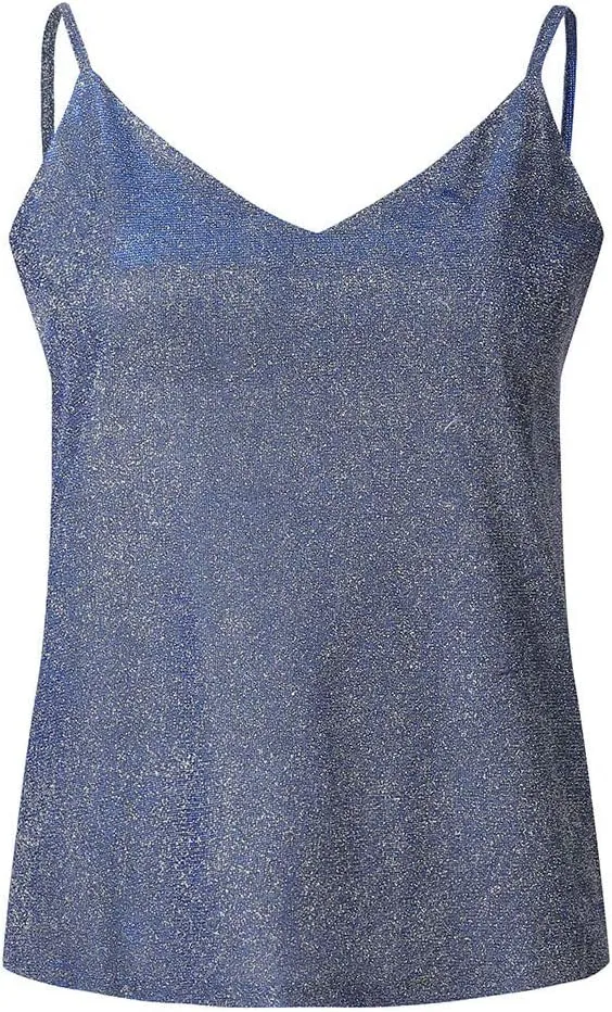 Sparkly Tops for Women Sequined Sling Tanks Top Sexy Off The Shoulder Vest Shirts Shiny Plus Size Loose Camisole Tees