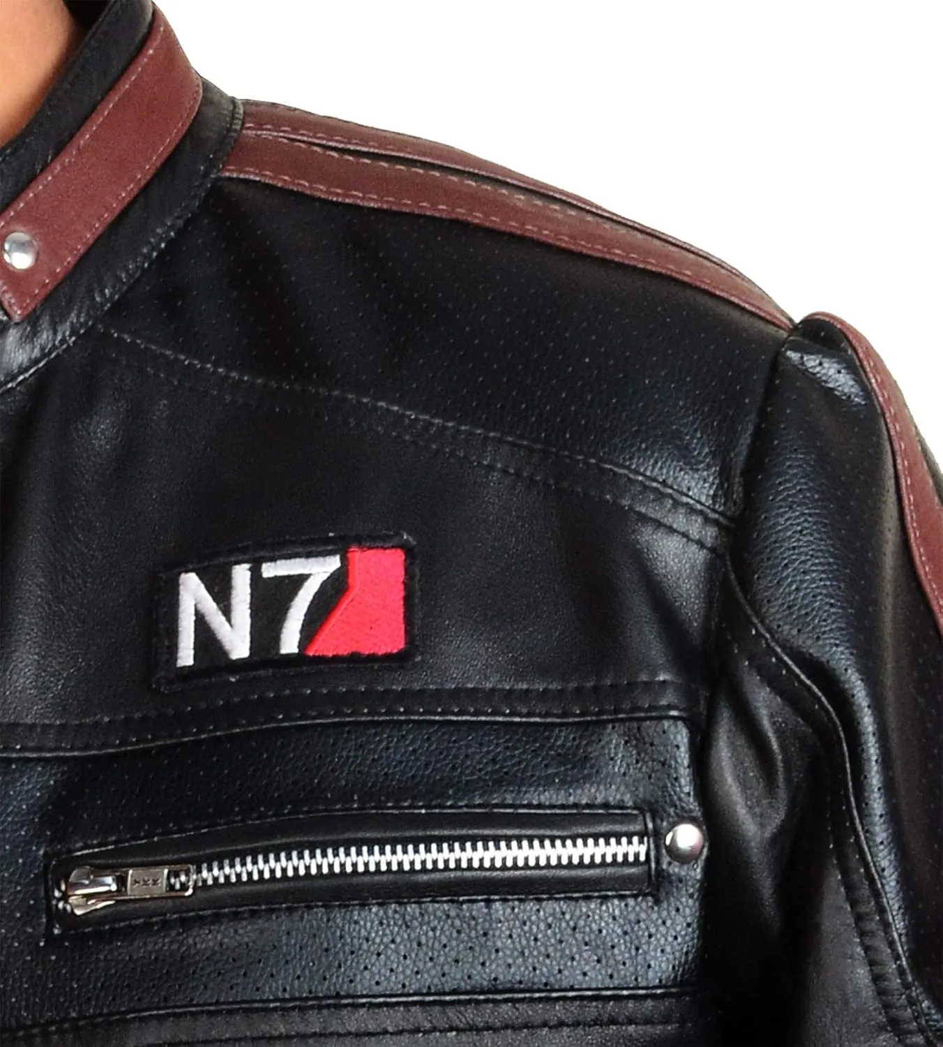 SpazeUp New 7 Leather Jacket Mens - Mass Effected Game Costume - Black Street Fighter Leather Jacket Men