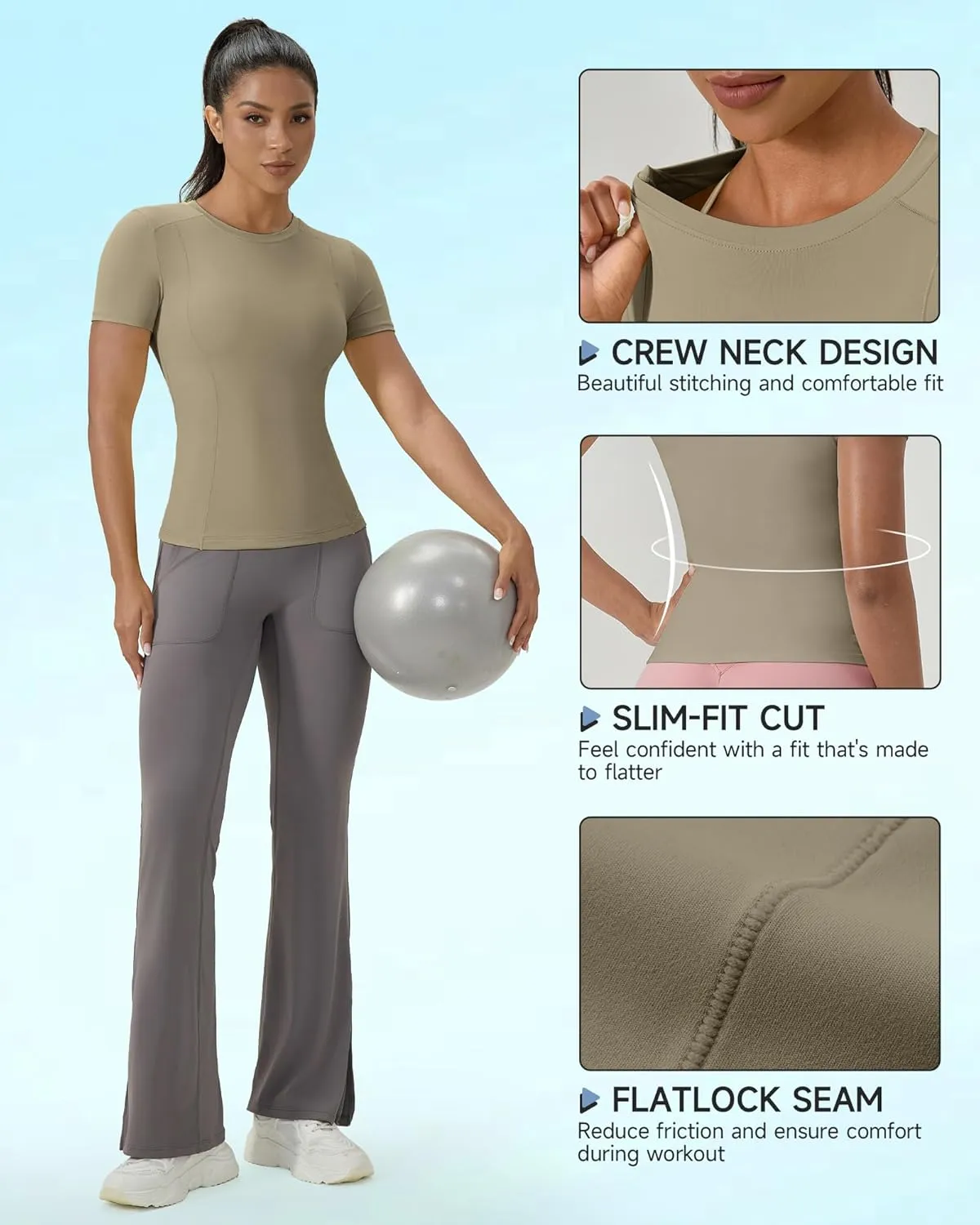 SPVISE Women's Short Sleeve Compression Shirt Workout Tops Cool Dry Running Gym Yoga Shirts Fitted Basic T-Shirt Crewneck