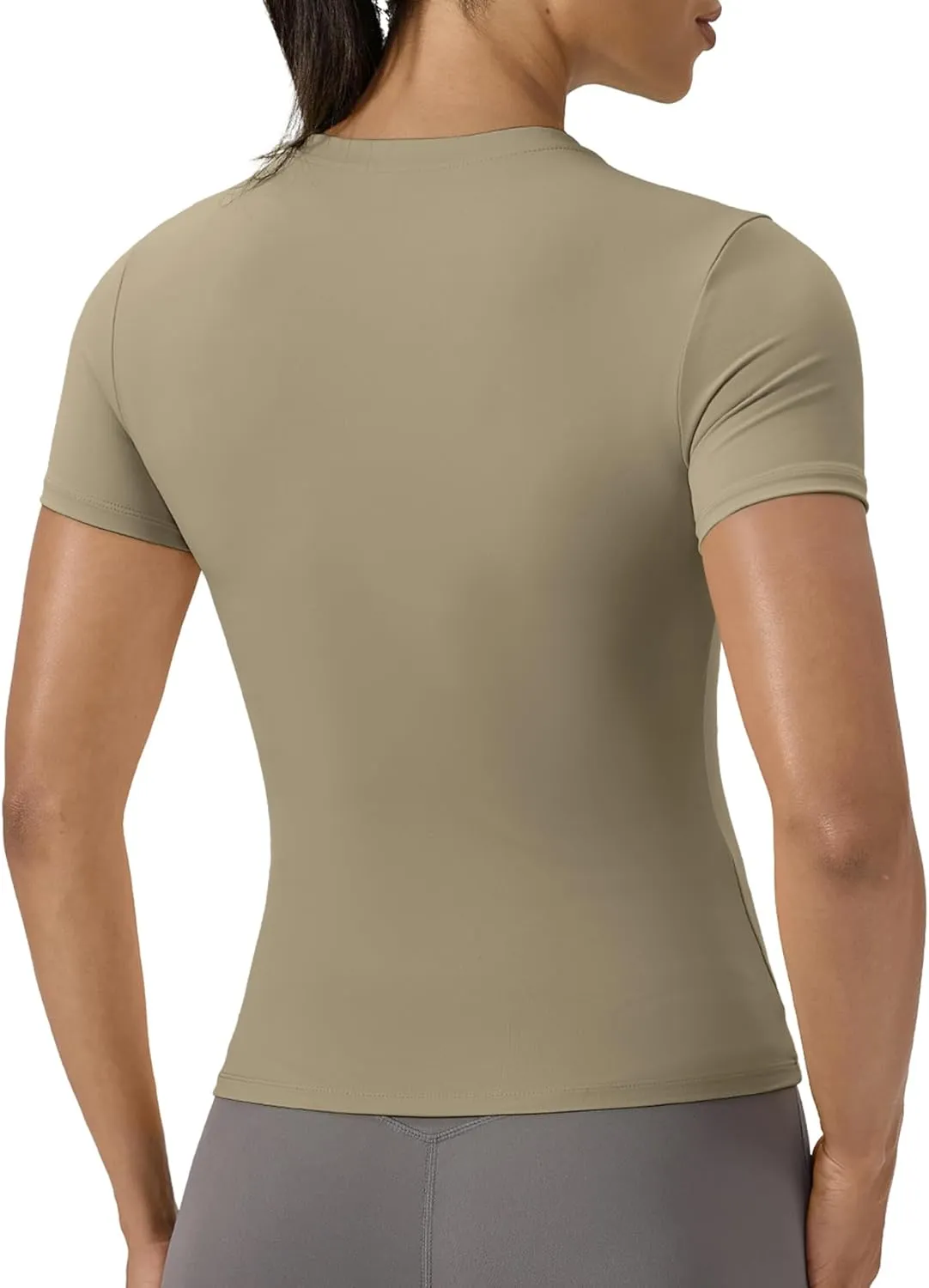 SPVISE Women's Short Sleeve Compression Shirt Workout Tops Cool Dry Running Gym Yoga Shirts Fitted Basic T-Shirt Crewneck