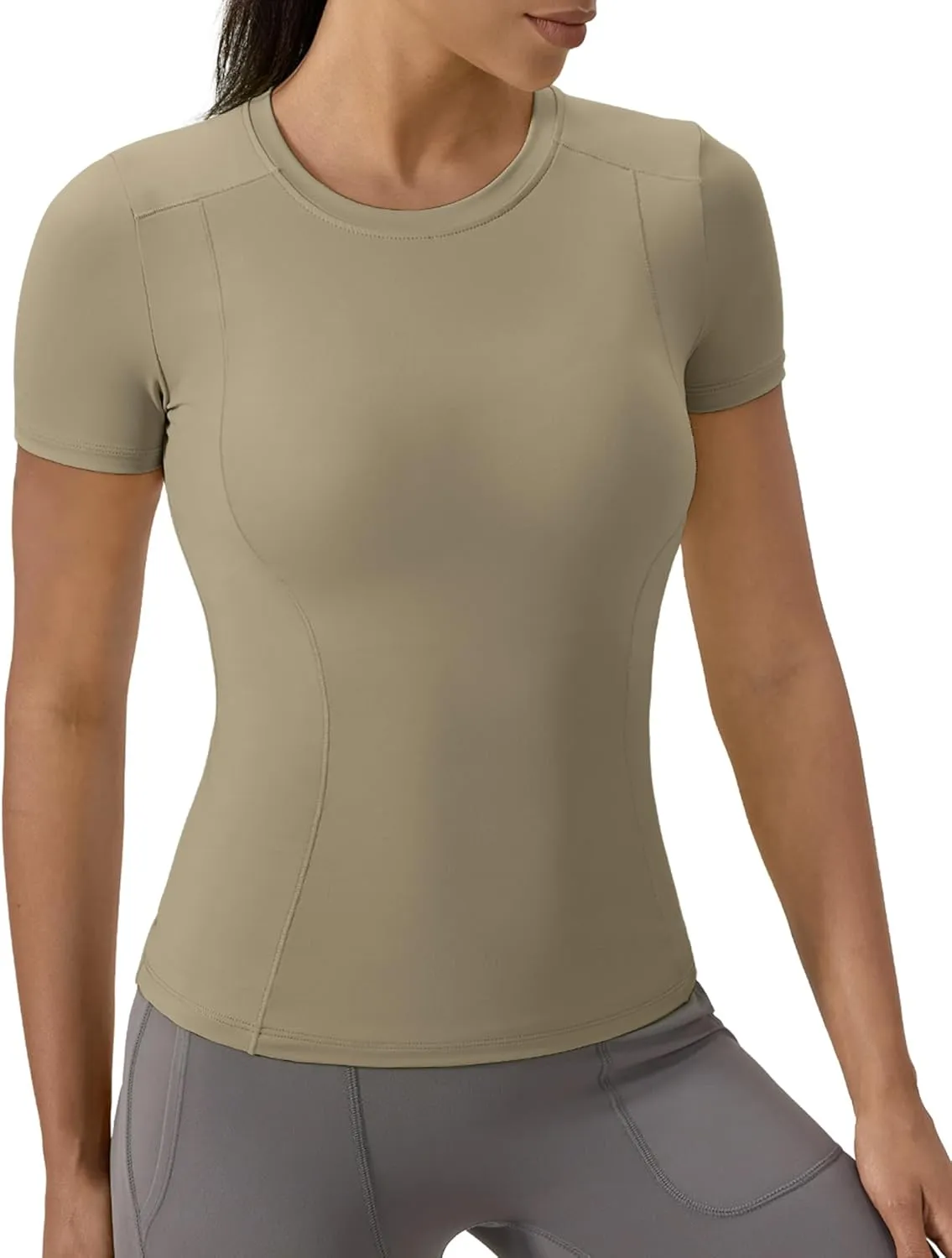 SPVISE Women's Short Sleeve Compression Shirt Workout Tops Cool Dry Running Gym Yoga Shirts Fitted Basic T-Shirt Crewneck