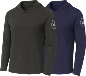 Spyder Mens Crew Neck Long Sleeve Hooded Undershirts/Ultra Soft Stretch Sports T-Shirt Dryfit Athletic Running Workout Shirt