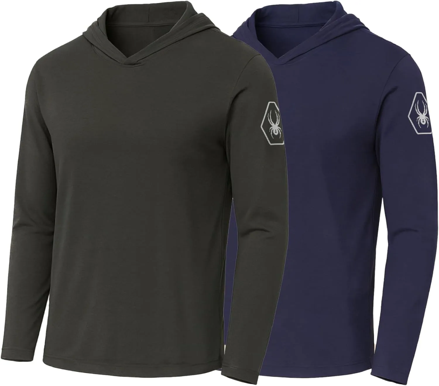 Spyder Mens Crew Neck Long Sleeve Hooded Undershirts/Ultra Soft Stretch Sports T-Shirt Dryfit Athletic Running Workout Shirt