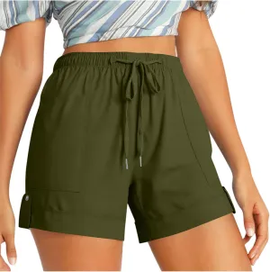 Summer Shorts for Women Plus Size Casual Elastic Waist Drawstring Short 5 Inch Inseam Beach Vacation Outfits