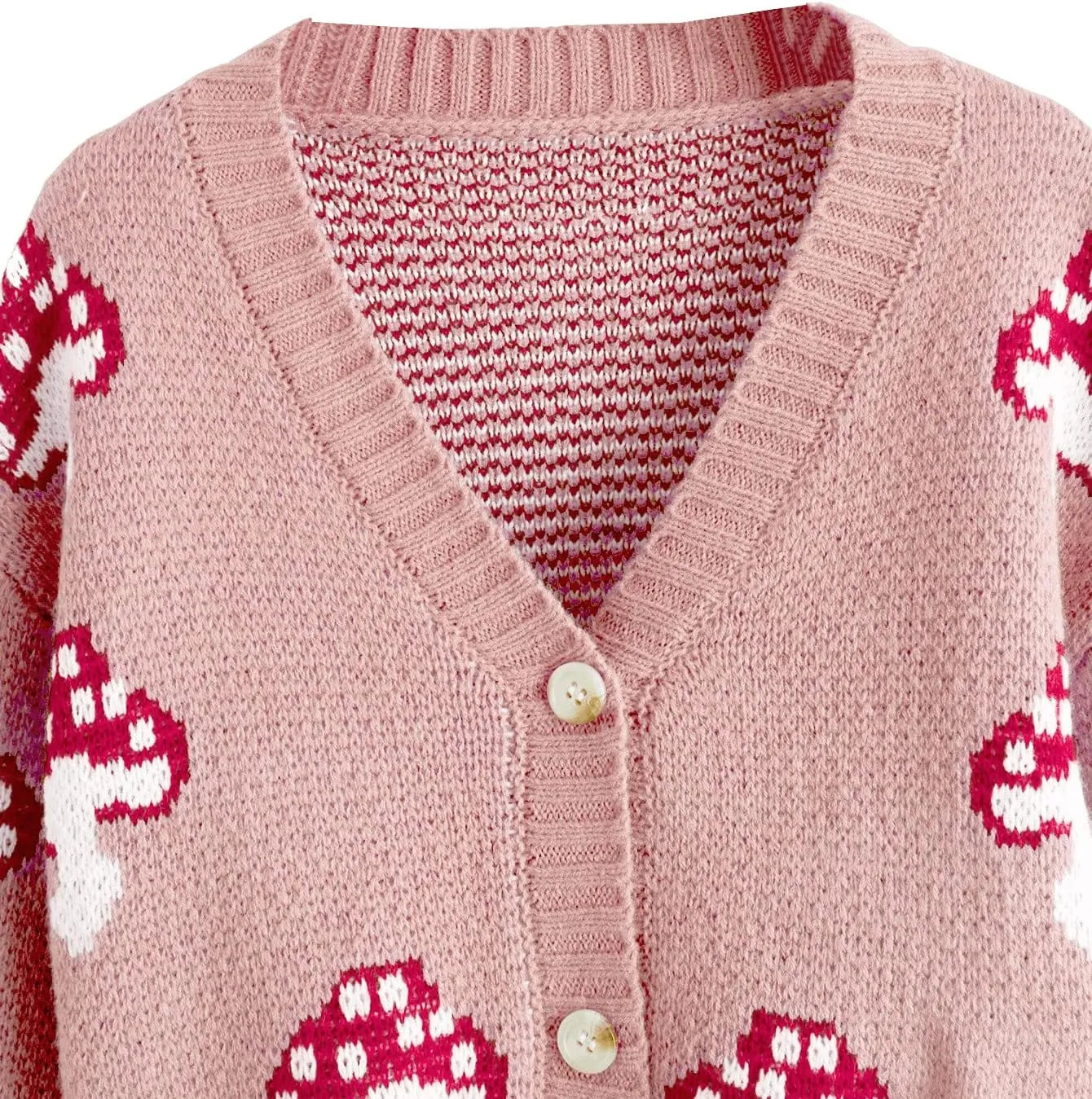 SweatyRocks Girl's Cute Graphic Print V Neck Sweater Button Down Knitted Cardigan Top
