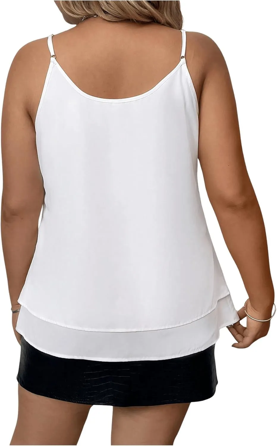 SweatyRocks Women's Plus Size Sequin Camisole Top Layered Scoop Neck Sleeveless Summer Tops
