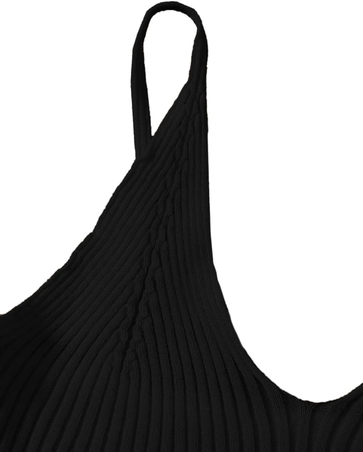 SweatyRocks Women's V Neck Crop Cami Top Ribbed Knit Spaghetti Strap Sleeveless Vest