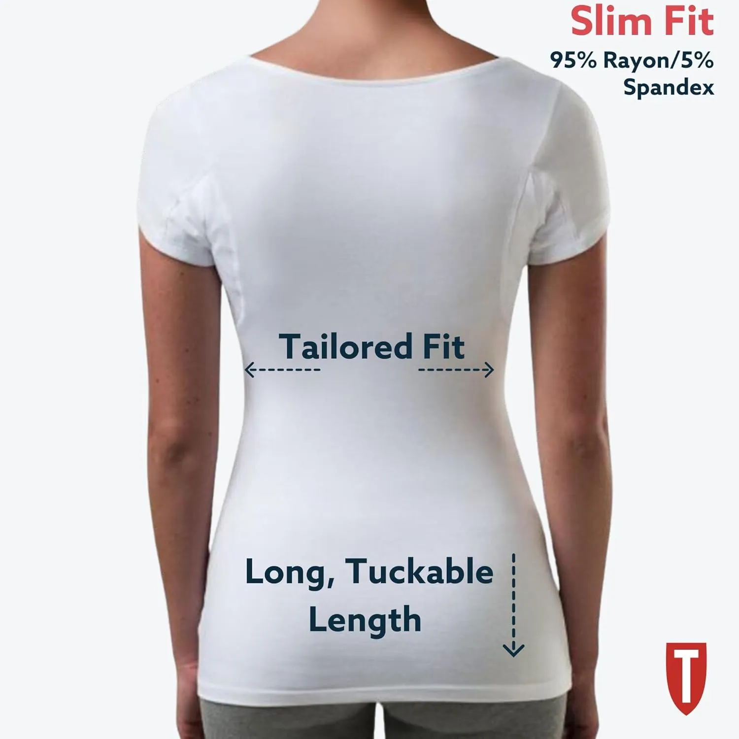 T THOMPSON TEE Women's Sweatproof Undershirt | Scoop Neck | Slim Fit | with Sweat Pads