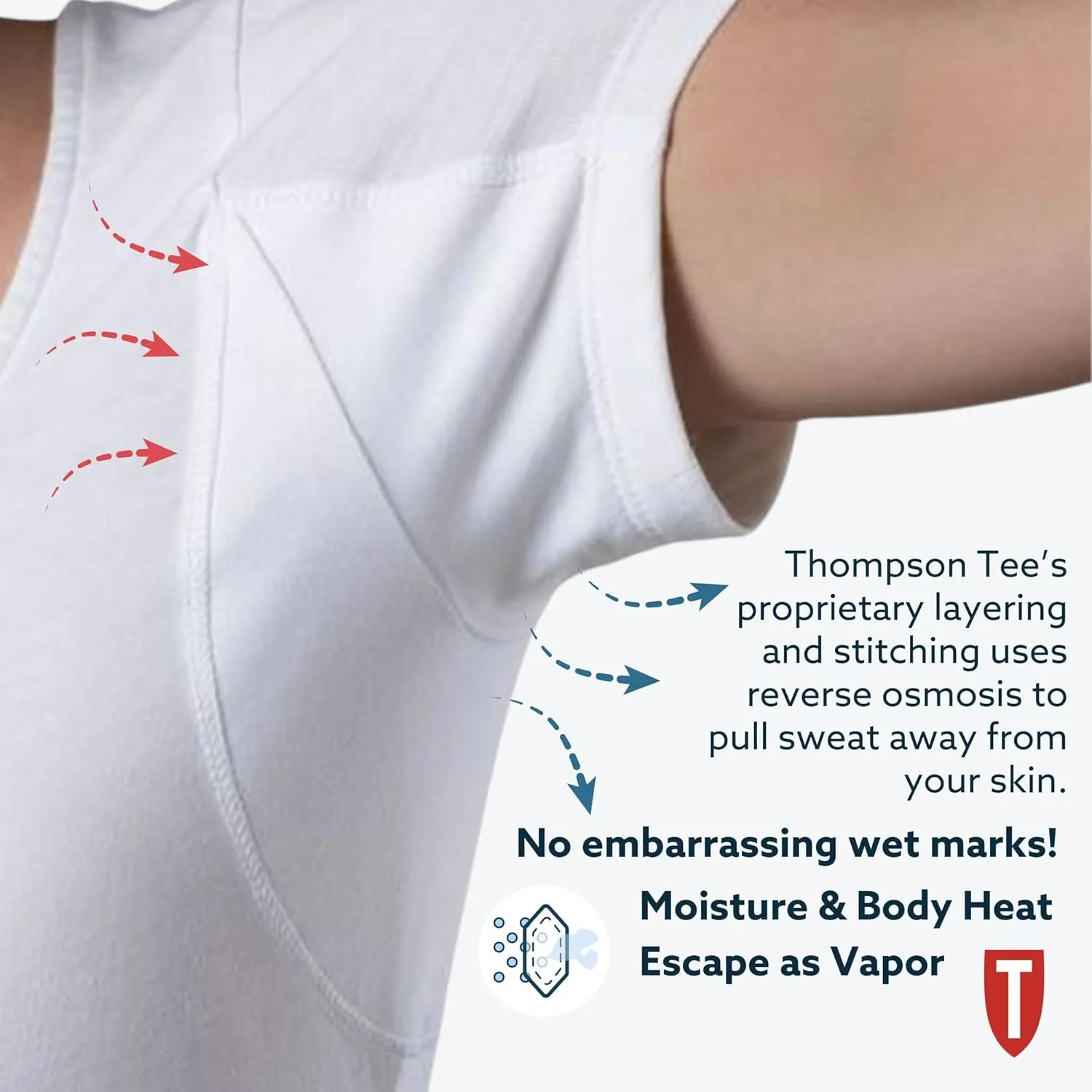 T THOMPSON TEE Women's Sweatproof Undershirt | Scoop Neck | Slim Fit | with Sweat Pads