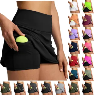 Tennis Skirts for Women with Shorts Underneath High Waisted Workout Athletic Skorts with Pockets Skinny Golf Skirts