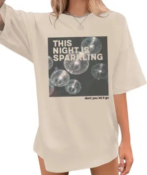 This Night is Sparkling Country Concert Shirt Women Oversized Vintage Disco Ball Graphic Tees Music Lover Gifts Tops