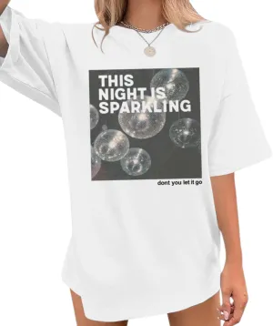 This Night is Sparkling Country Concert Shirt Women Oversized Vintage Disco Ball Graphic Tees Music Lover Gifts Tops
