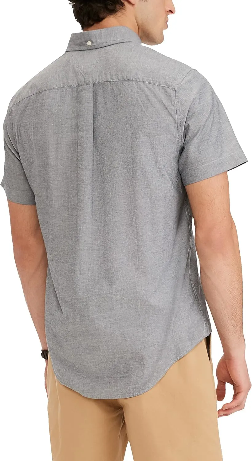 Tommy Hilfiger Men's Short Sleeve Casual Button Down Shirt in Custom Fit
