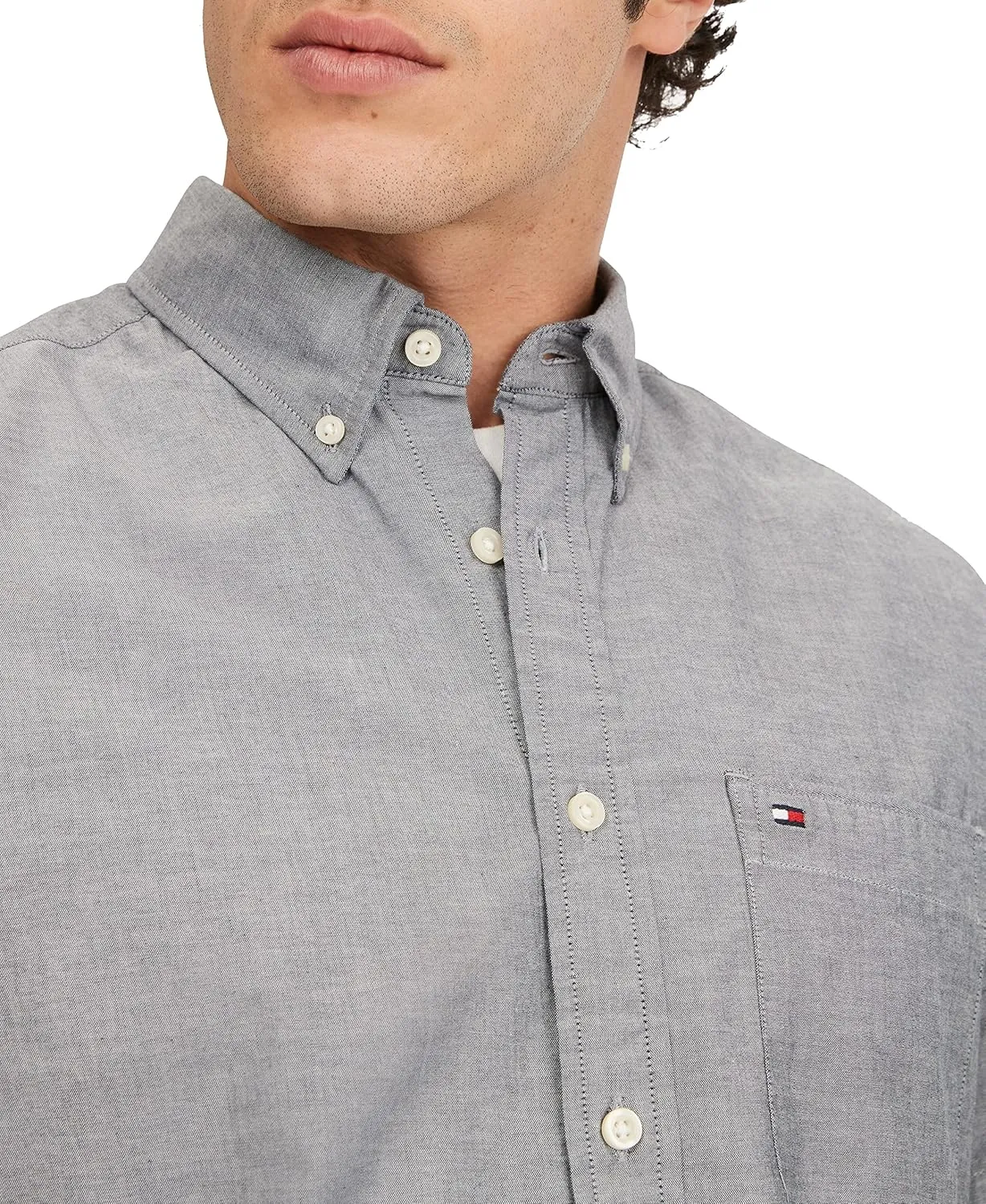Tommy Hilfiger Men's Short Sleeve Casual Button Down Shirt in Custom Fit