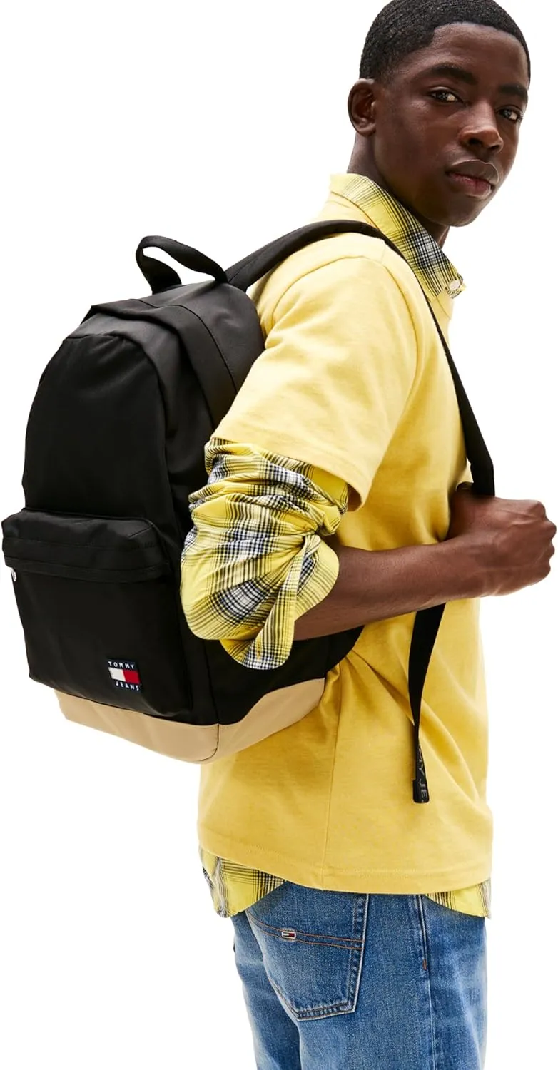 Tommy Jeans Men's Essential Daily Backpack with Laptop Sleeve, Black, One Size