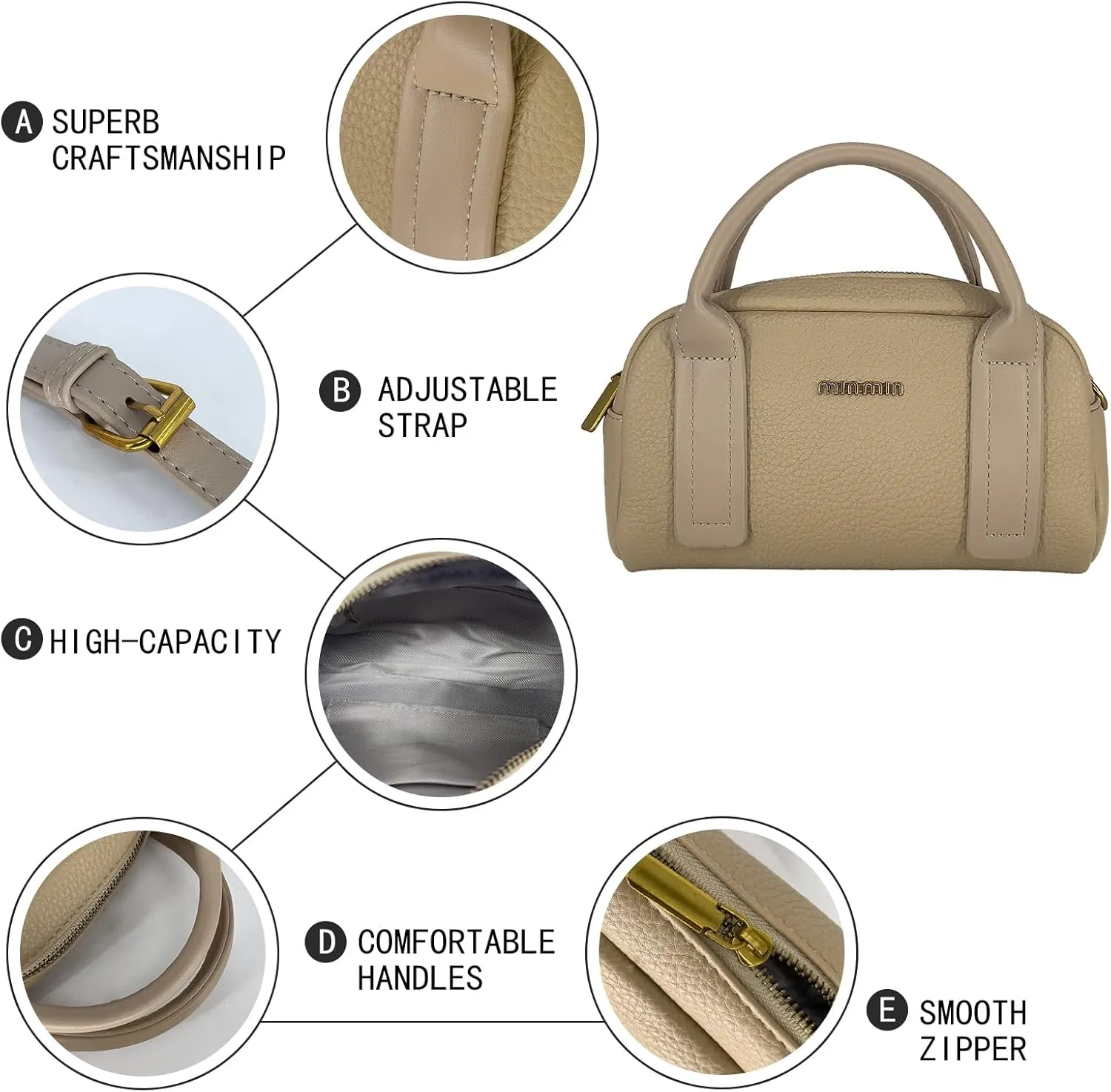 Top Handle Tote for Women, Vegan Leather Structured Work Bag with Zippered Compartments