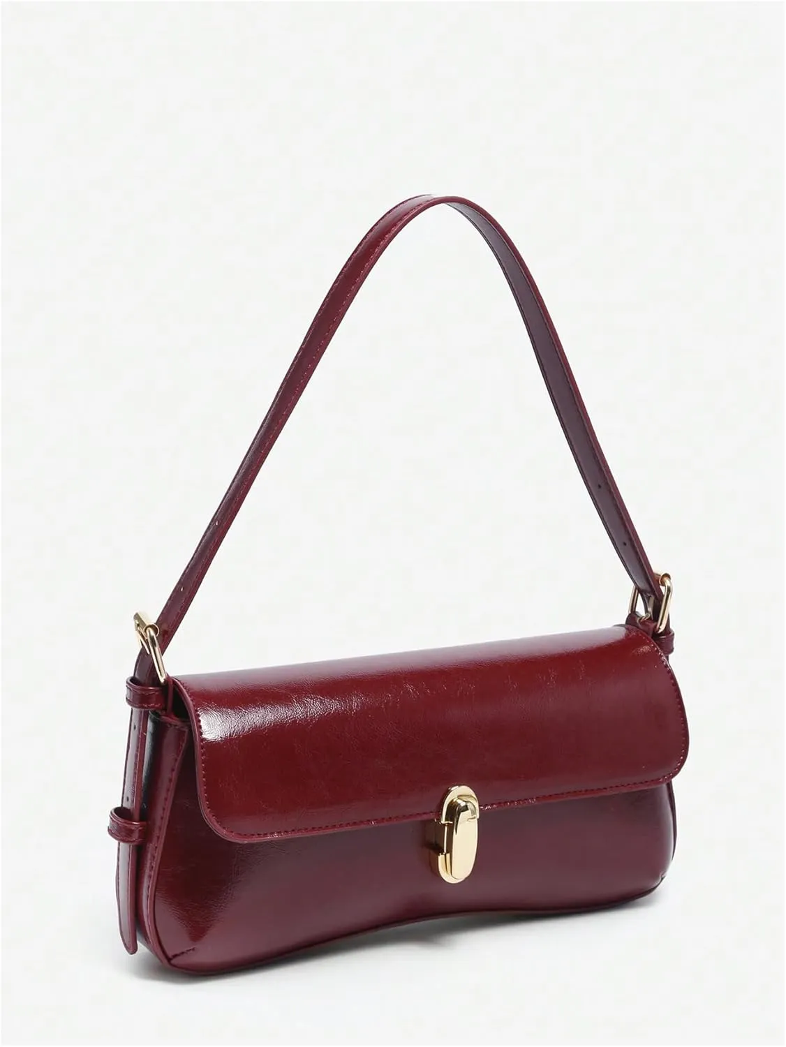 Verdusa Women's Buckle Underarm Shoulder Bags Vintage Top Handle PU Leather Clutch Purses