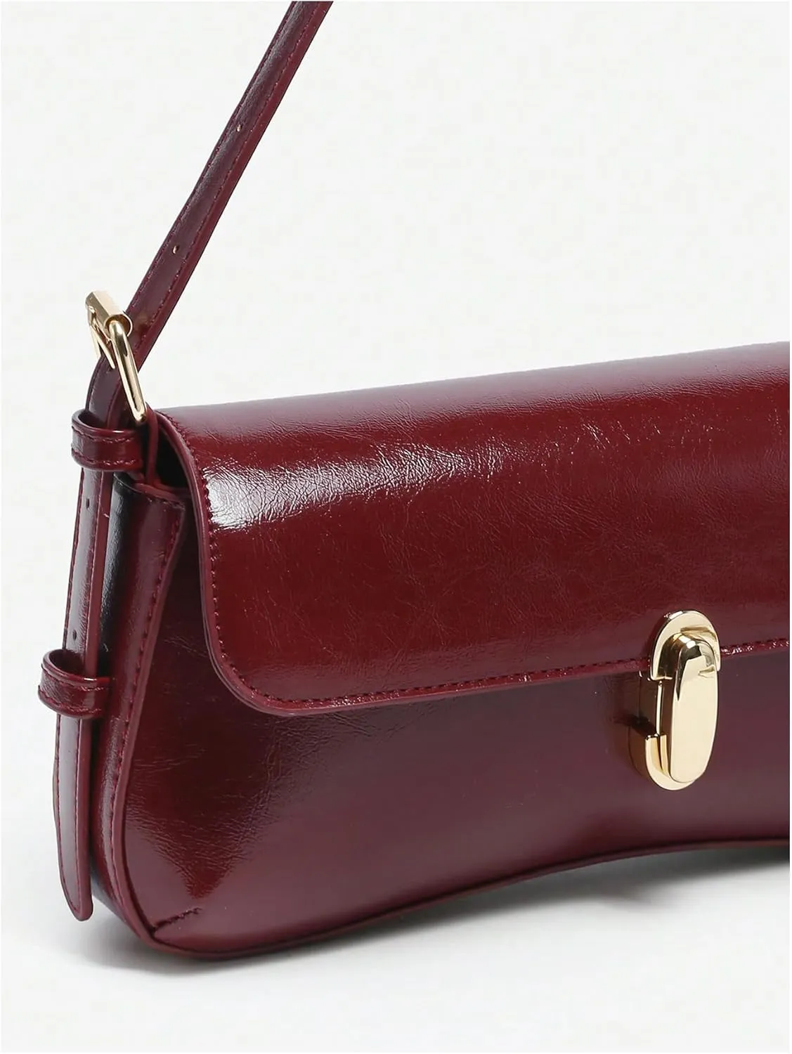 Verdusa Women's Buckle Underarm Shoulder Bags Vintage Top Handle PU Leather Clutch Purses