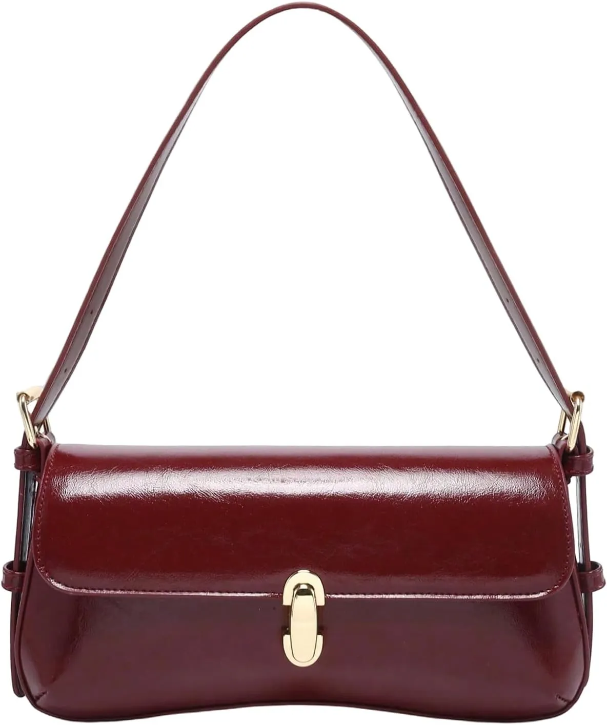 Verdusa Women's Buckle Underarm Shoulder Bags Vintage Top Handle PU Leather Clutch Purses