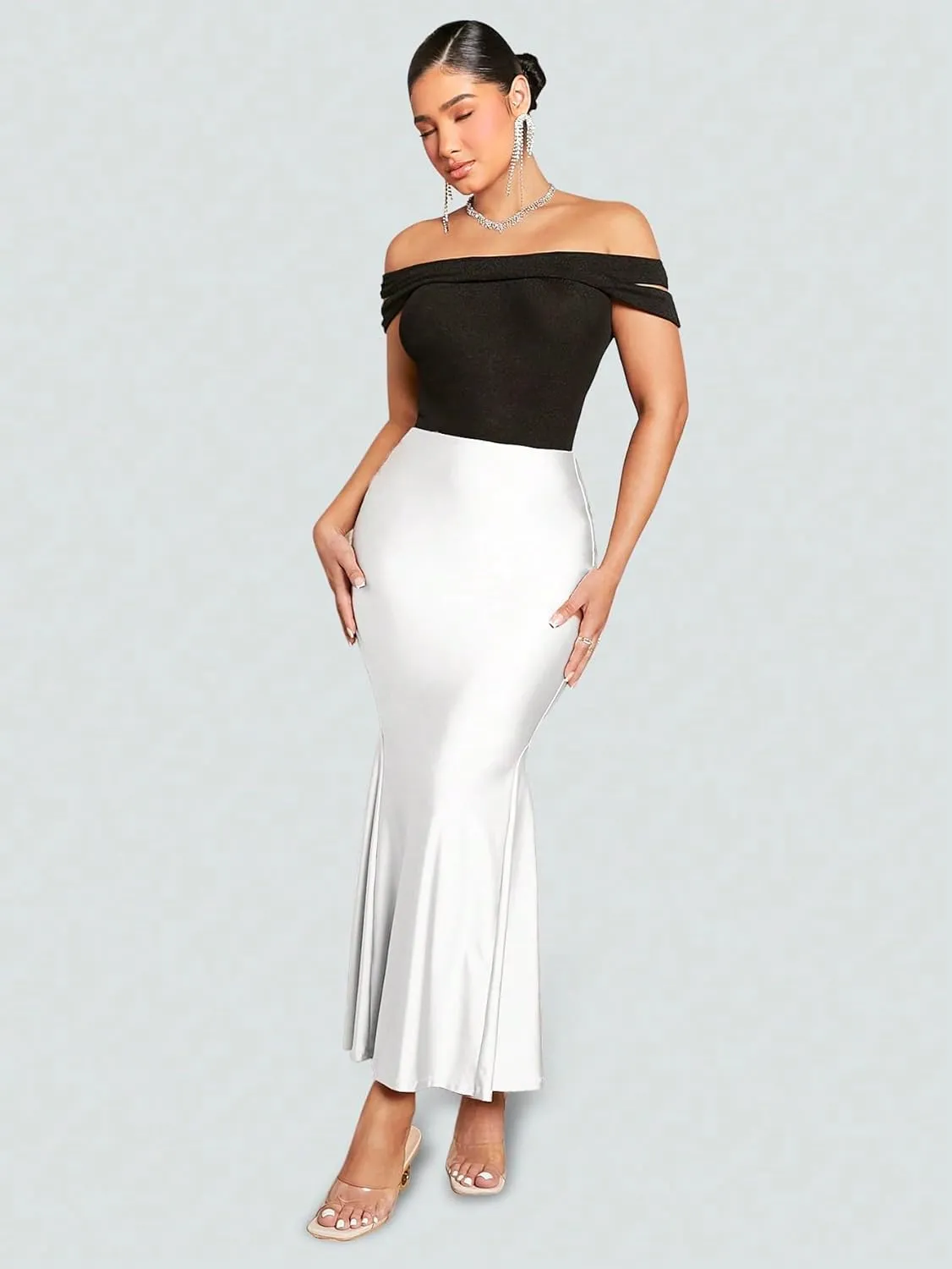 Verdusa Women's High Waist Ruffled Fishtail Bodycon Maxi Long Skirt