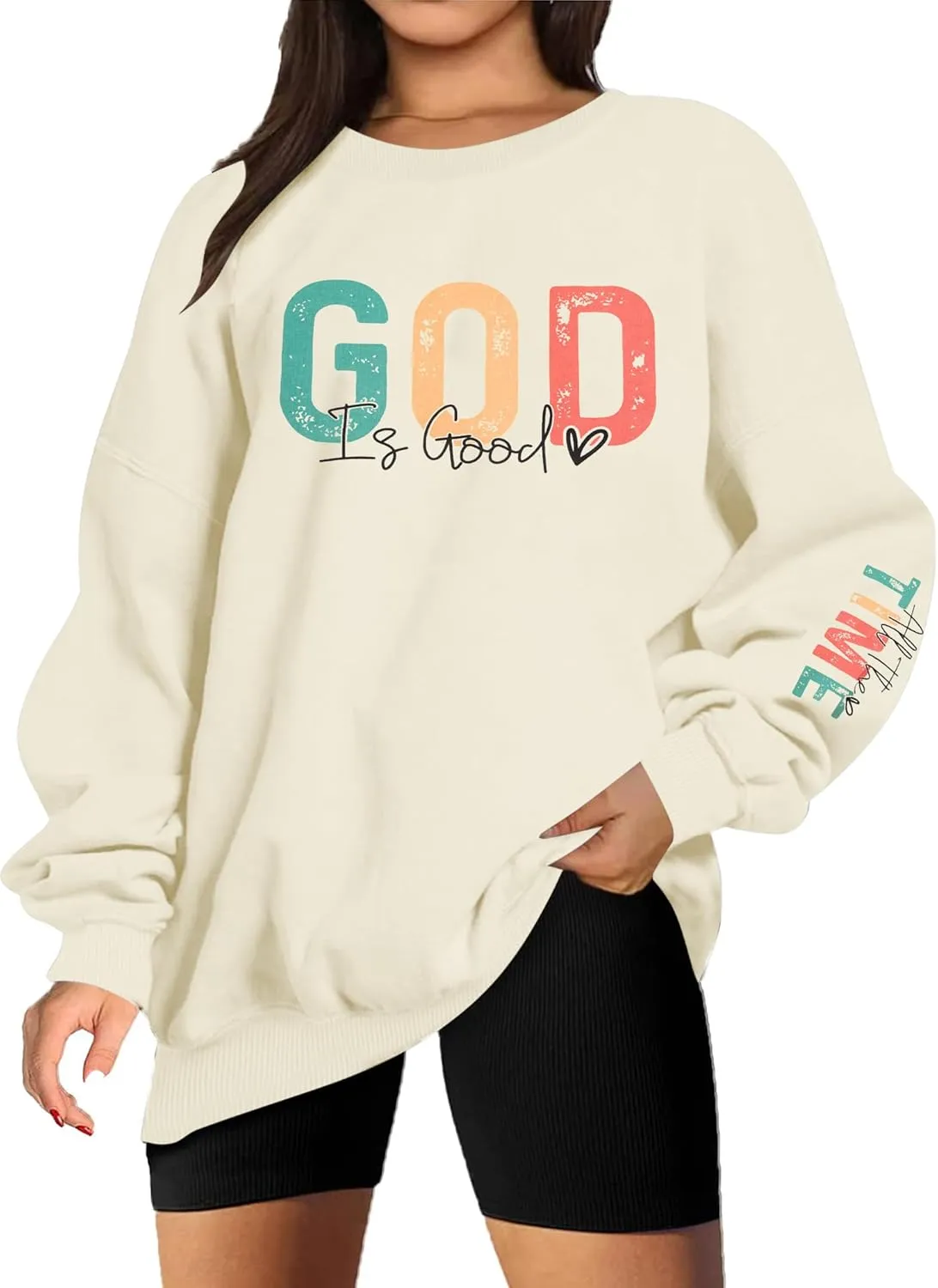 VILOVE God is Good Sweatshirt Christian Shirts for Women Oversized Jesus Religious Pullover Bible Verse Inspirational Tops