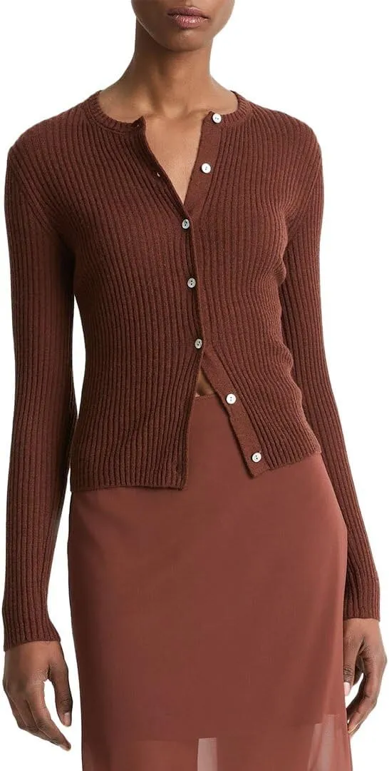 Vince Ribbed Cashmere & Silk-Blend Cardigan