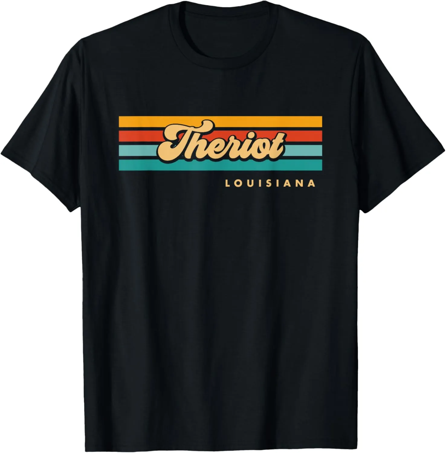 Vintage Sunset Stripes Theriot, Louisiana T-Shirt