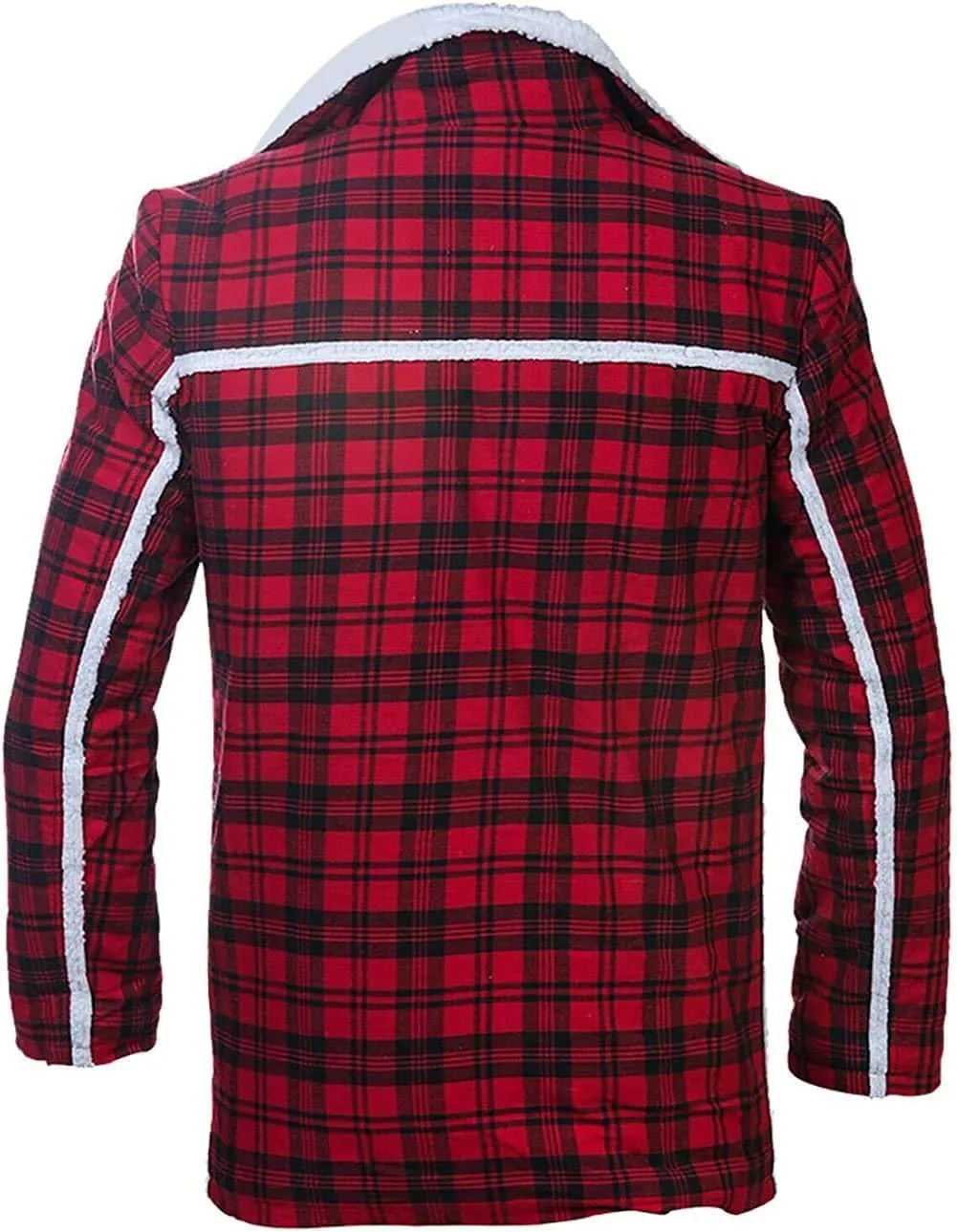 Wade Willson Checkered Style Red Flannel Jacket Faux Fur Shearling Coat