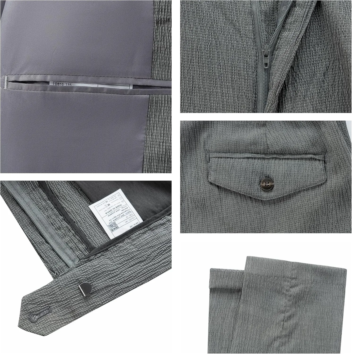 WEEN CHARM Men's Summer Seersucker Suit-2-Piece Blazer and Pants Set-Lightweight,Breathable,Casual,Cool and Comfortable