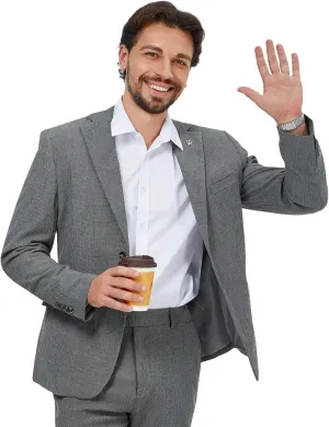 WEEN CHARM Men's Summer Seersucker Suit-2-Piece Blazer and Pants Set-Lightweight,Breathable,Casual,Cool and Comfortable