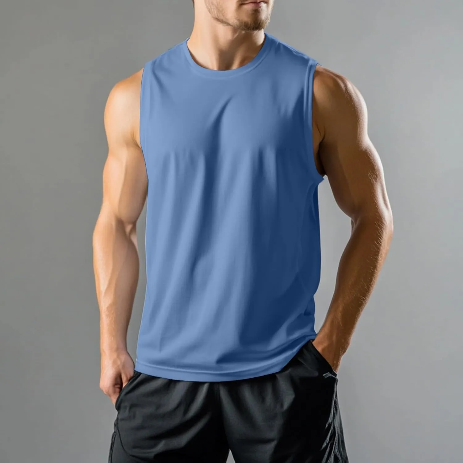 Weighted Vest Men 2025 Workout Tank Tops Quick Dry Sleeveless Muscle Tee Shirts for Athletic Gym Running Swim Beach Training