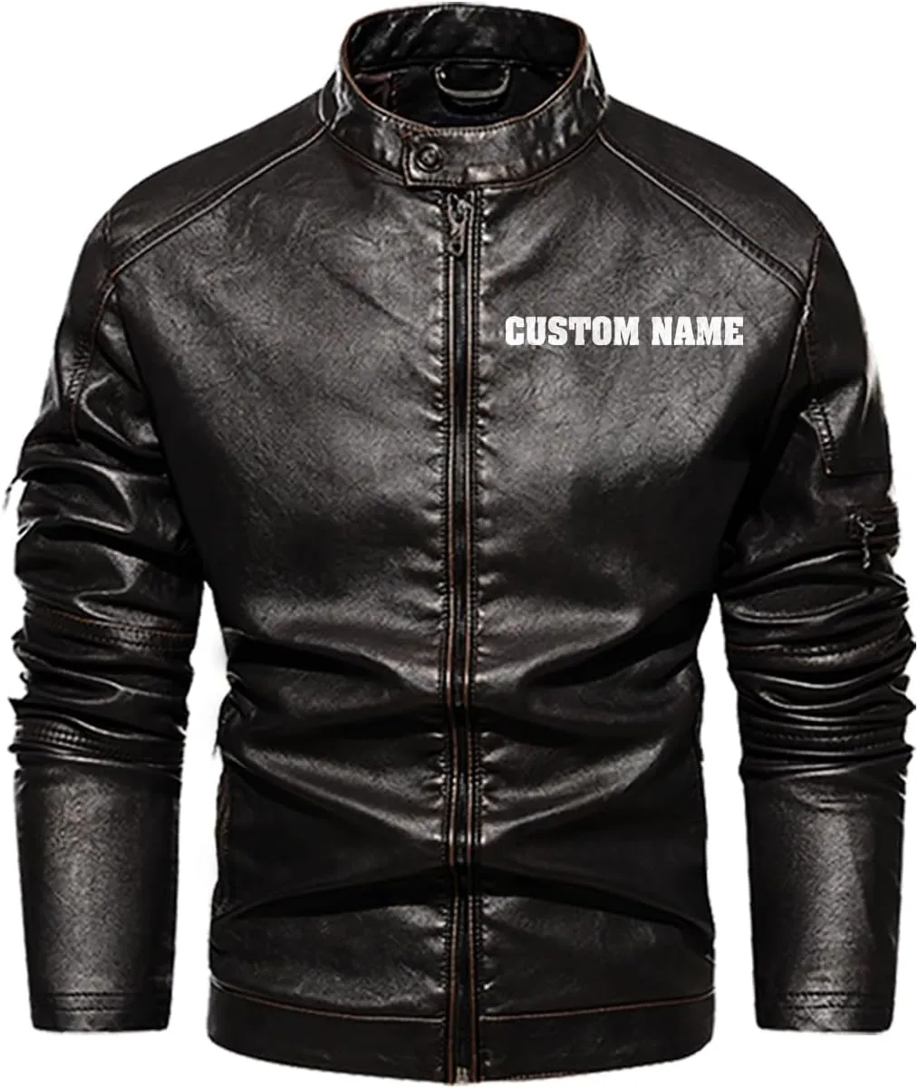 White Fire Wolf, Animal Art Motif Wolf, Motorcycle Custom Men PU Leather Vest Jacket