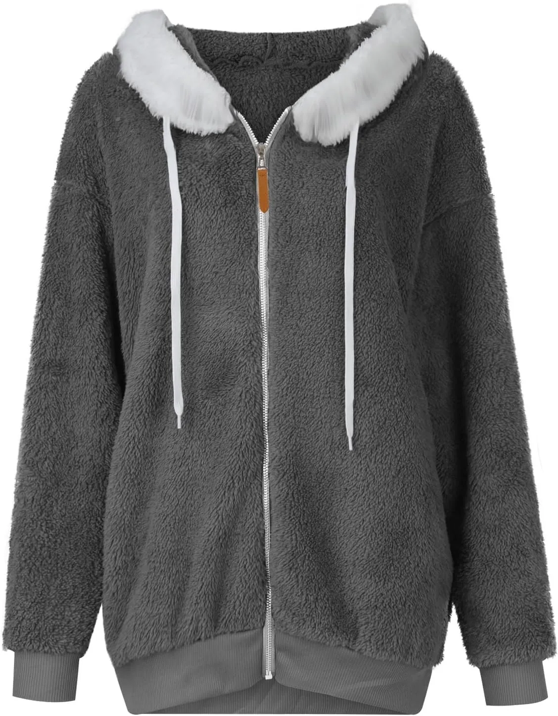 Winter Coats for Women Fuzzy Fleece Jacket Zipper Hooded Color Block Patchwork Cardigan Sherpa Outerwear with Pocket