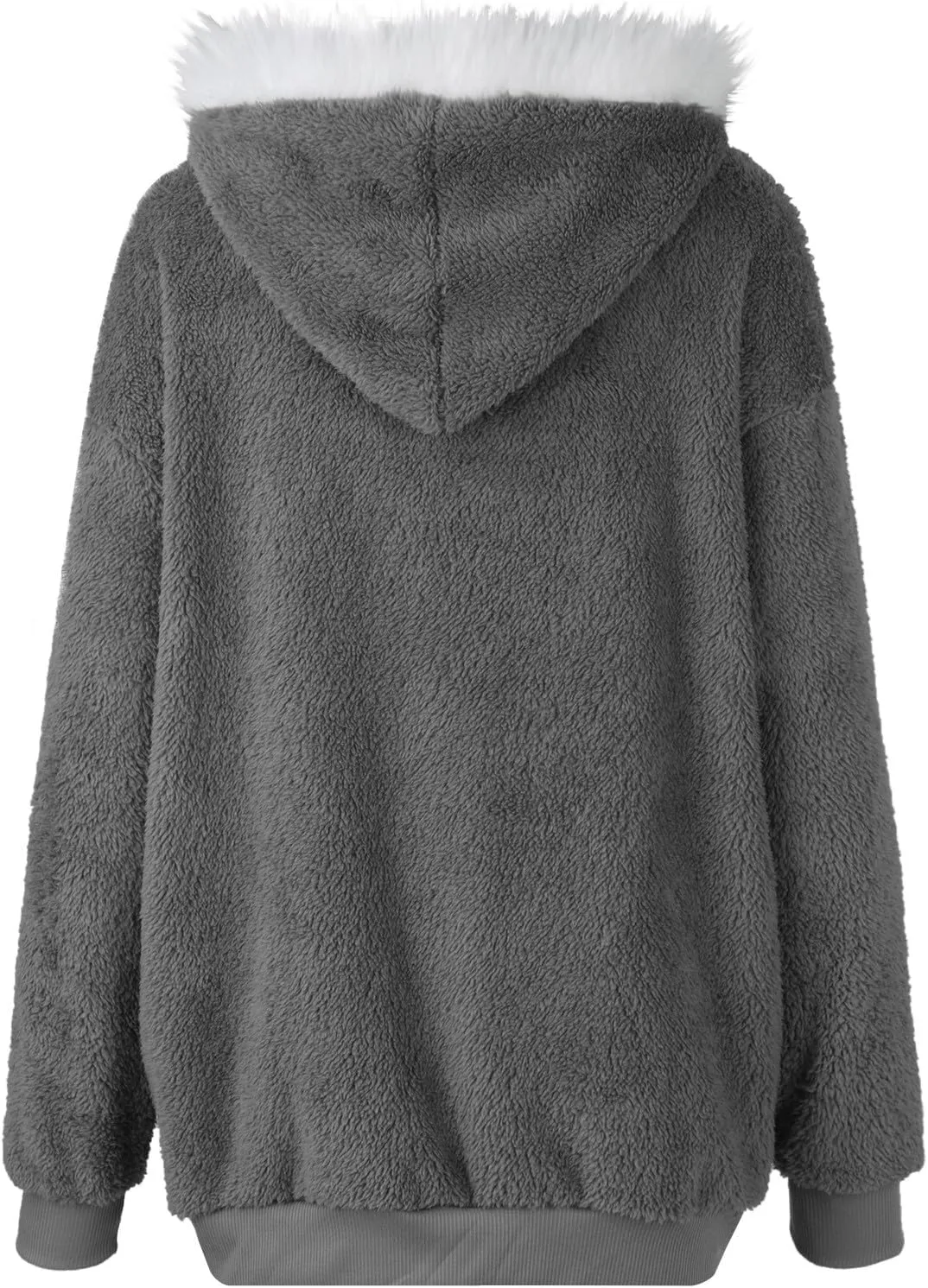 Winter Coats for Women Fuzzy Fleece Jacket Zipper Hooded Color Block Patchwork Cardigan Sherpa Outerwear with Pocket
