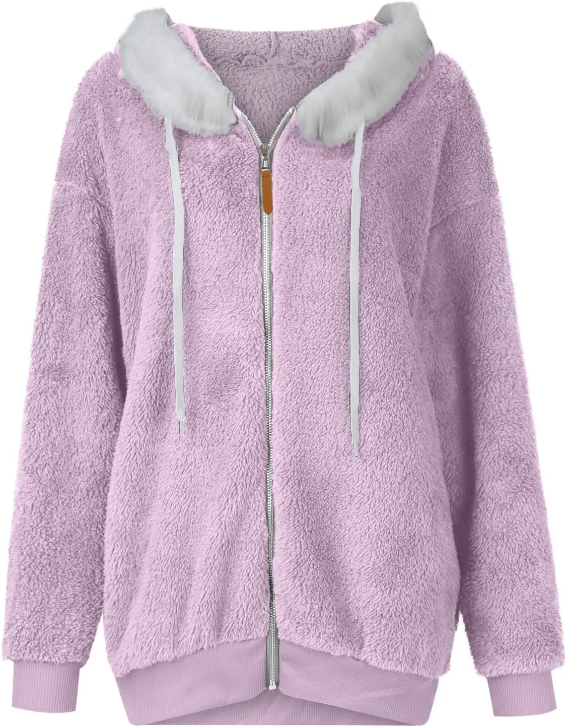 Winter Coats for Women Fuzzy Fleece Jacket Zipper Hooded Color Block Patchwork Cardigan Sherpa Outerwear with Pocket