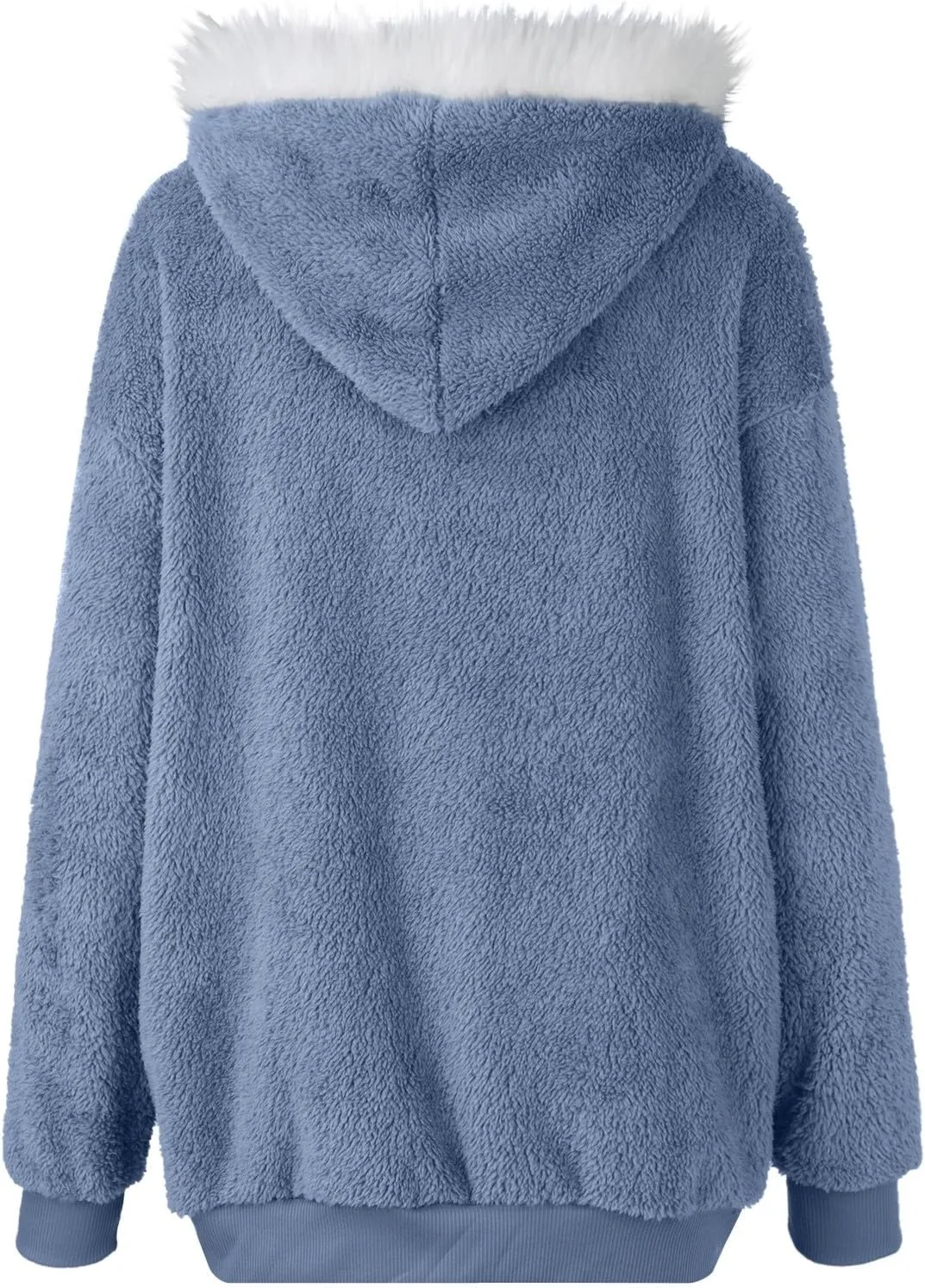 Winter Coats for Women Fuzzy Fleece Jacket Zipper Hooded Color Block Patchwork Cardigan Sherpa Outerwear with Pocket