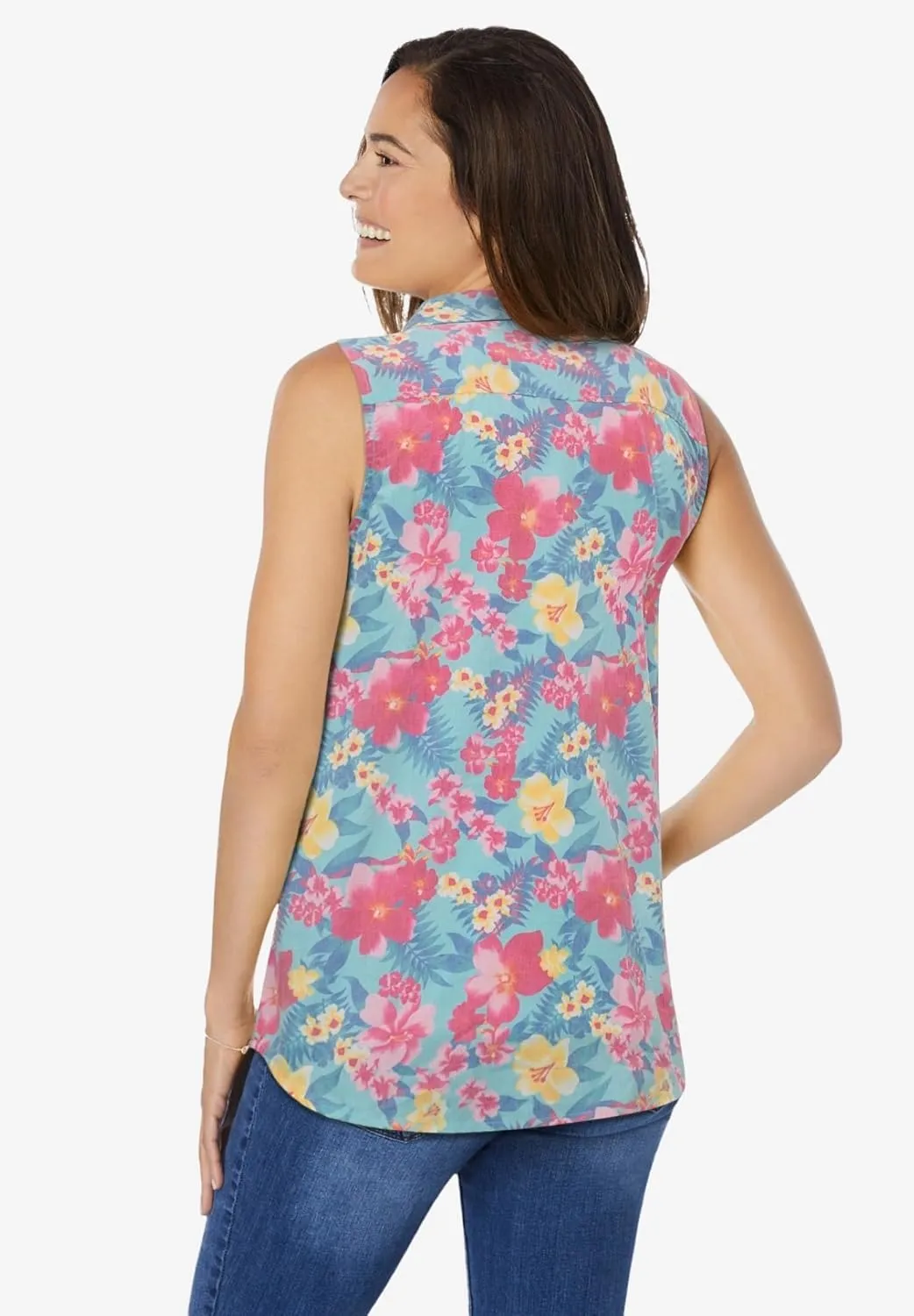 Woman Within Plus Size Perfect Sleeveless Shirt