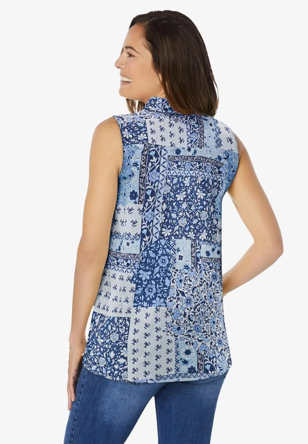 Woman Within Plus Size Perfect Sleeveless Shirt