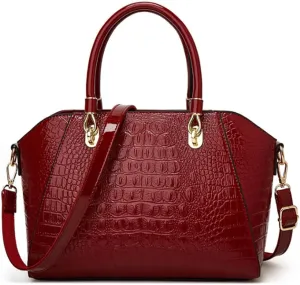 Women Crocodile Pattern Tote Purse Handbag PU Leather Top Handle Satchel Shoulder Bag