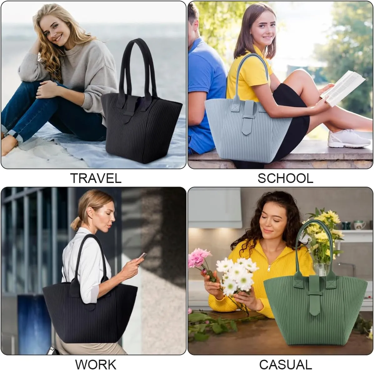 Women Tote Bag Lightweight Top Handle Bag Washable Shoulder Tote Handbag With Snap