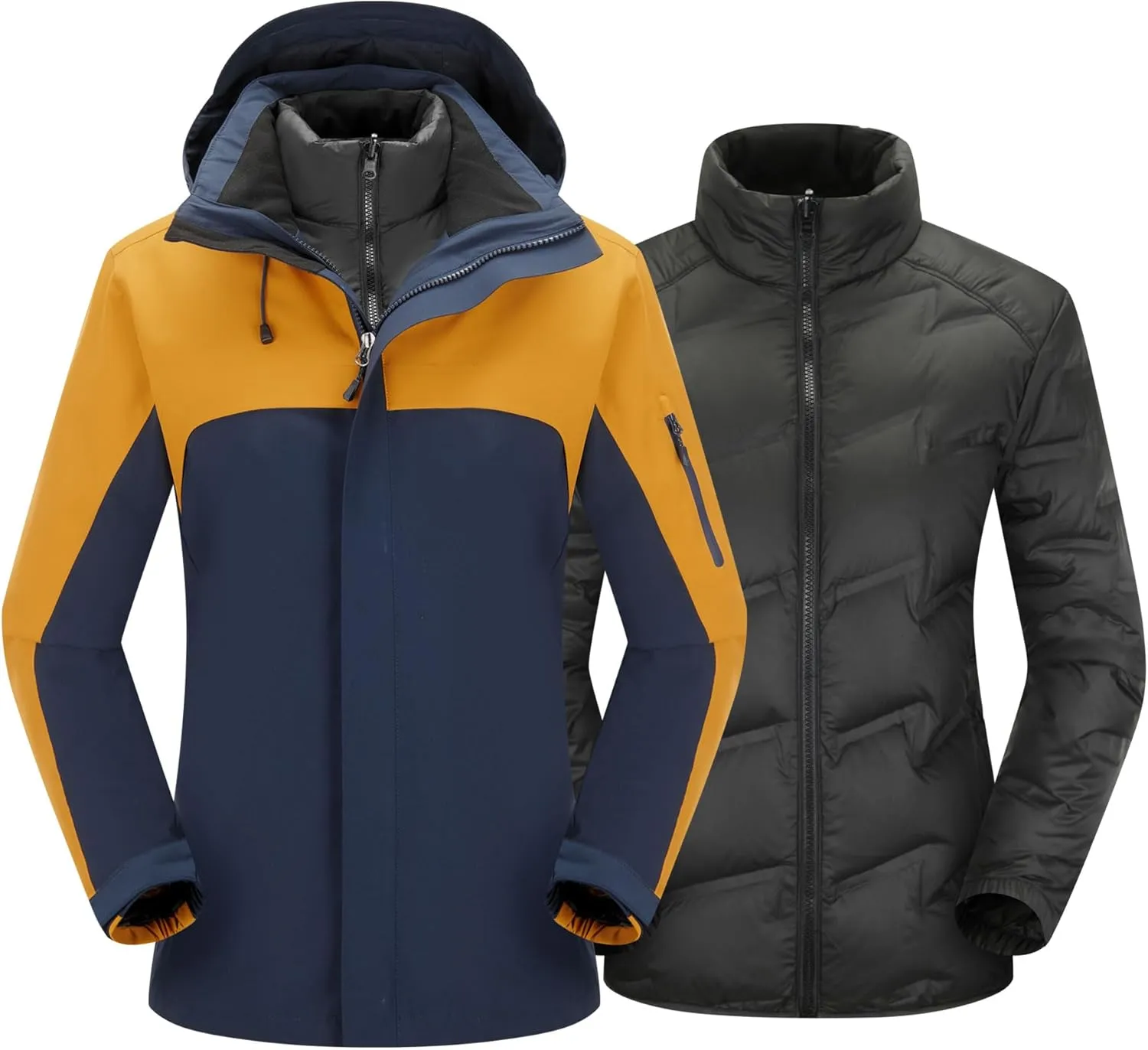 Women's 3-in-1 Waterproof Winter Jacket With Removable Inner Liner and Hooded Warm Jacket For Women
