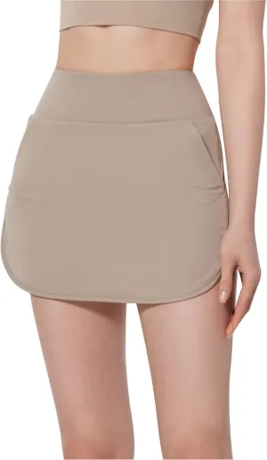 Women's Athletic Tennis Skorts Built-in Shorts Casual High Waisted Solid Color Slim Comfy Active Running Short Pants