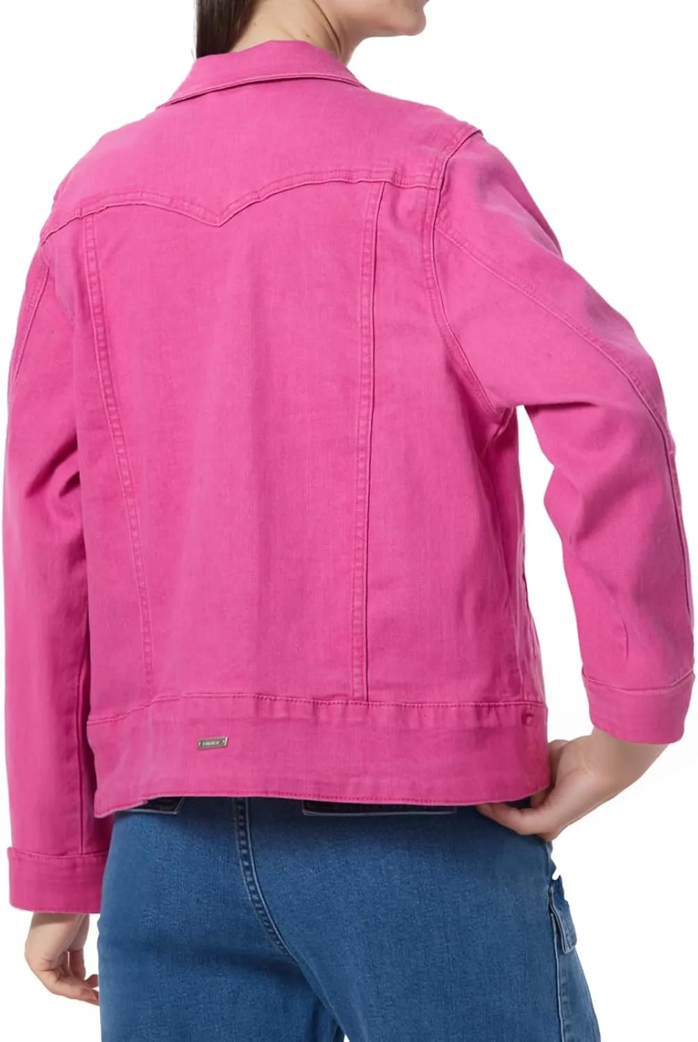 Women's Basic Button Down Denim Jacket, Casual Long Sleeve Fitted Jean Jacket with Pockets