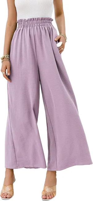 Women's Boho High Waisted Palazzo Pants Summer Beach Wide Leg Flowy Pants