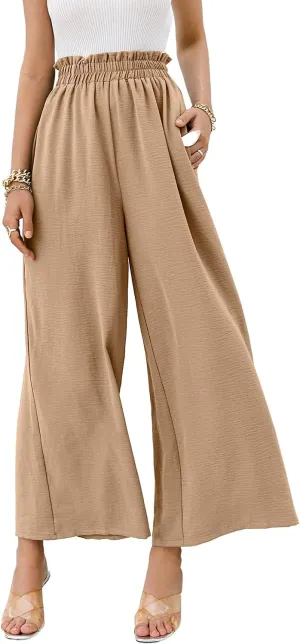 Women's Boho High Waisted Palazzo Pants Summer Beach Wide Leg Flowy Pants