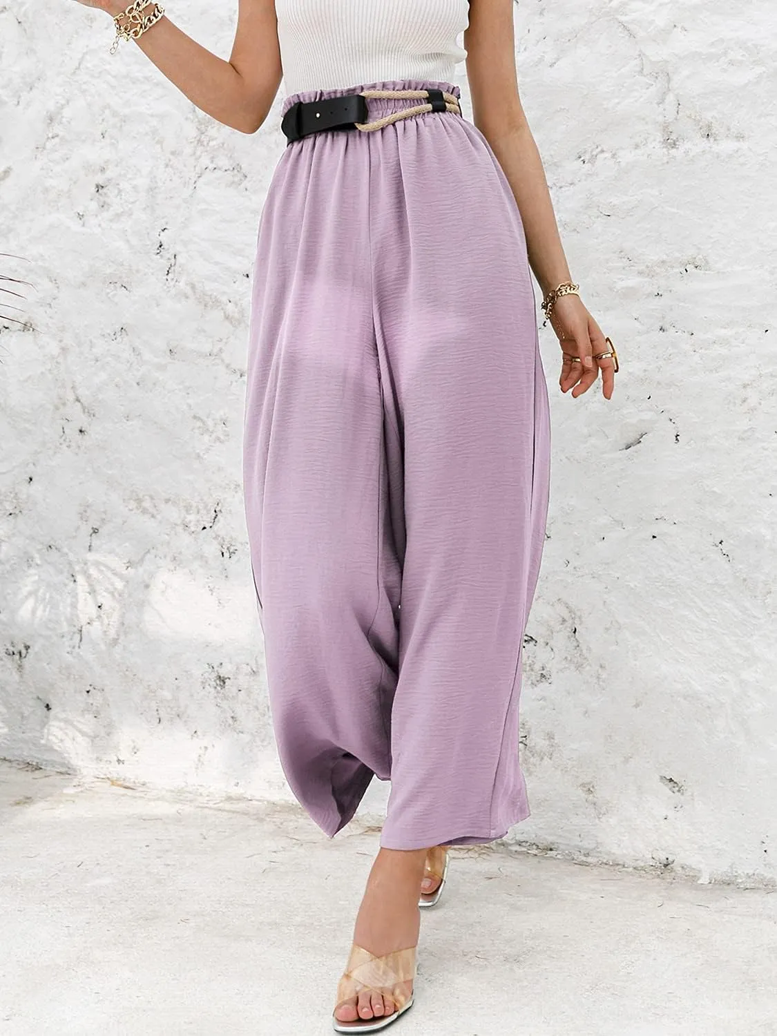 Women's Boho High Waisted Palazzo Pants Summer Beach Wide Leg Flowy Pants