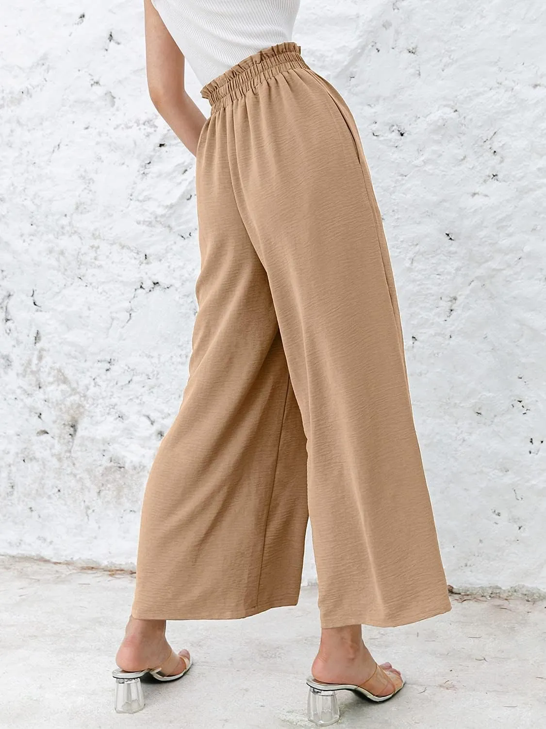 Women's Boho High Waisted Palazzo Pants Summer Beach Wide Leg Flowy Pants
