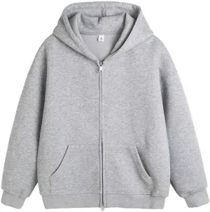 Womens Double Zip Up Hoodie Oversized Vintage Hoodied Heavyweight Fleece Sweatshirt Full Zip Cotton Hooded