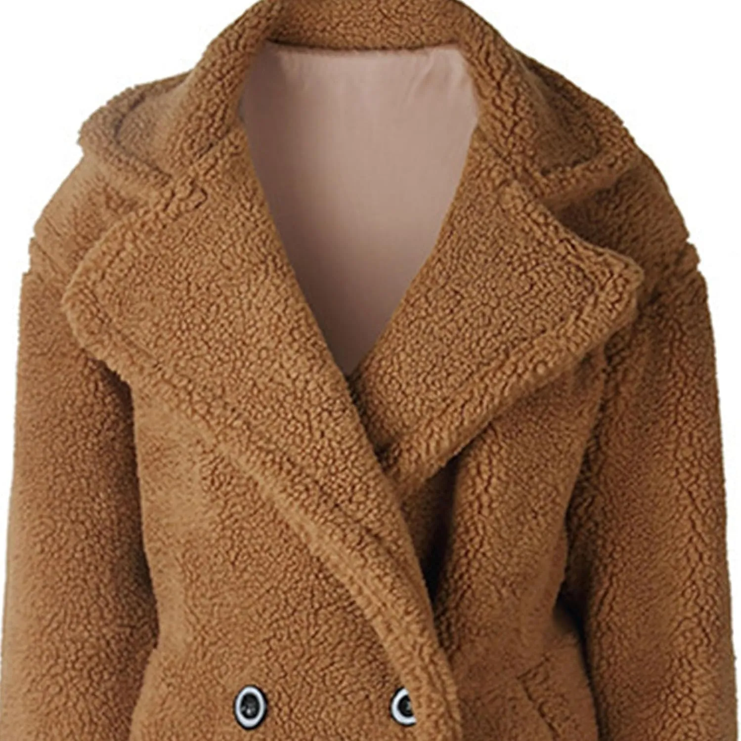 Women's Fleece Lapel Collar Trench Coat Open Front Long Cardigan Overcoat Winter Warm Outwear Jackets